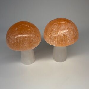 Orange and White Selenite  Mushroom Decor